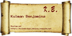 Kulman Benjamina névjegykártya